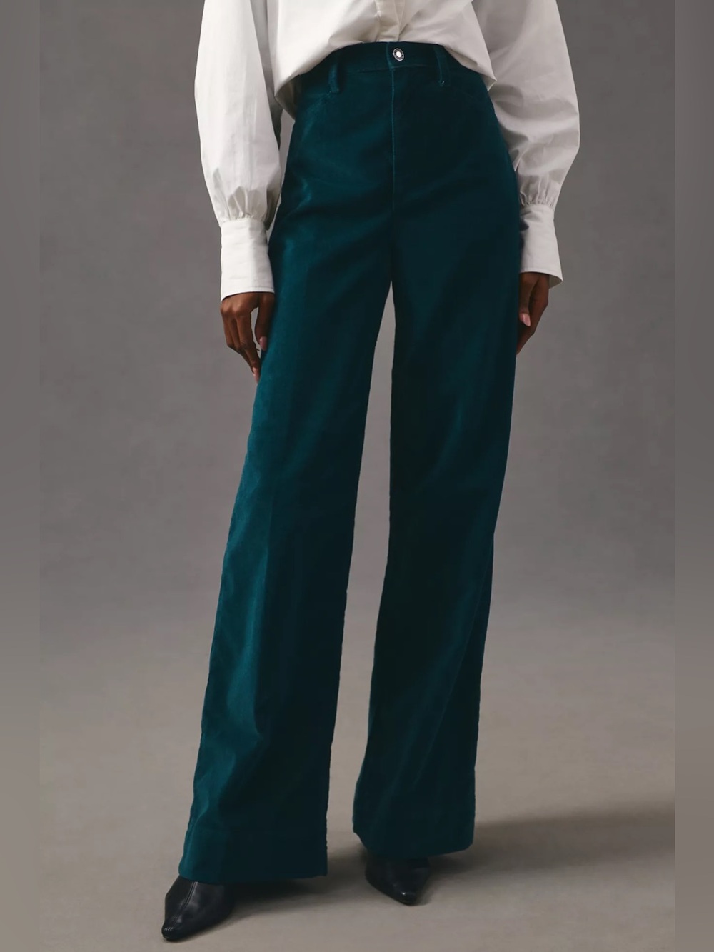 Favorite Daughter The Mischa Super High Rise Wide-Leg Velvet Pants in Dark Teal